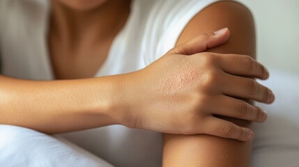 Close-up of a Person's Hand with a Skin Rash