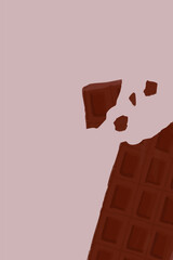 割れた板チョコの背景・壁紙　手描き素材のおしゃれな背景　バレンタイン