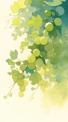 Green Fruit Cluster Hanging From Branch With Leaves