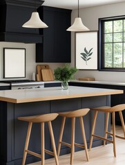 A simple and elegant kitchen features sleek cabinetry and a perfectly integrated oven. The design focuses on clean lines and a well-organized cooking area.