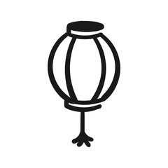 Hand drawn lantern line icon on white background.