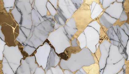 Abstract Gold Accented White Marble Texture