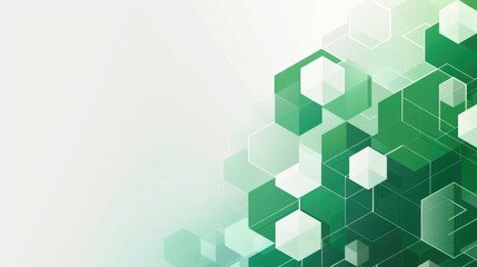 Obraz premium Abstract geometric design featuring green hexagons and a light background.