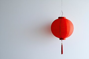 Obraz premium Red Paper Lantern Hanging Minimalist Decor Asian Style
