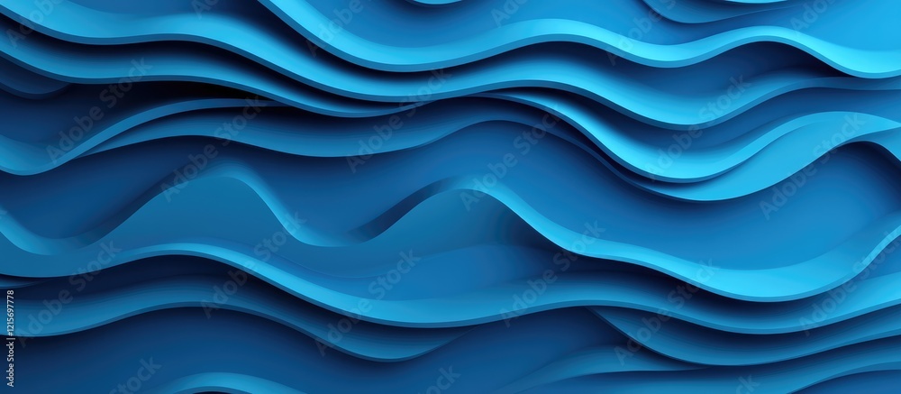 Poster abstract blue wave patterns with layered textures and depth. copy space available for text placement