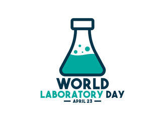 World Laboratory Day. April 23. Test tube. Laboratory tube. Line. Outline. Doodle. White background. Poster, banner, card, background.