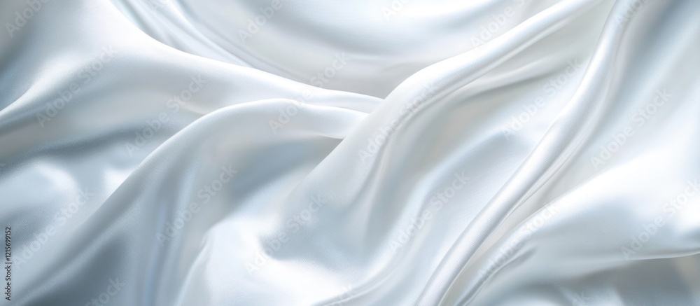 Wall mural white satin fabric texture with flowing drapes and soft folds suitable for background applications c