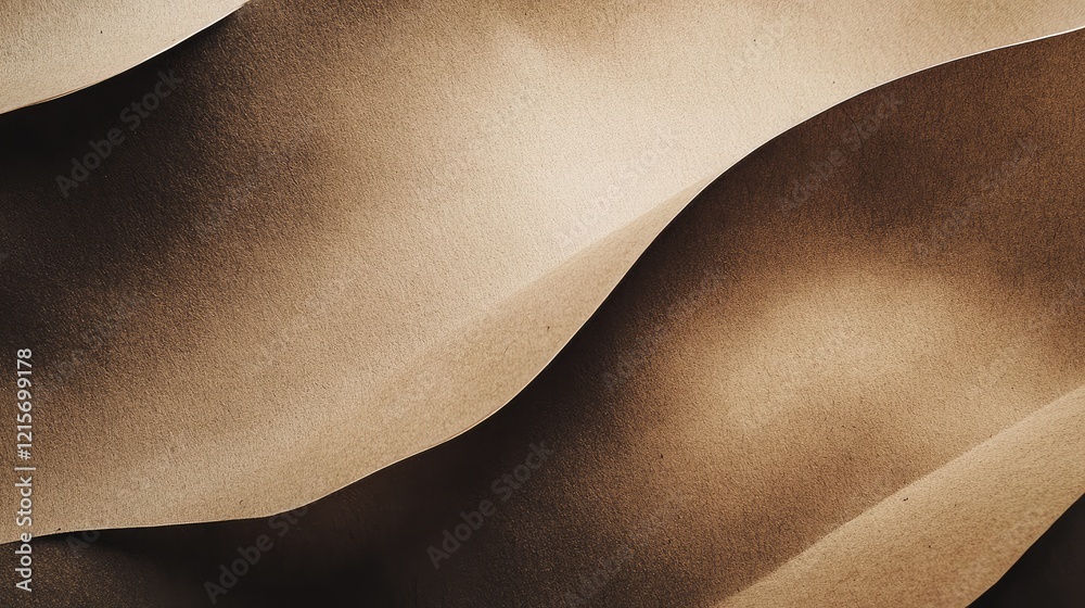 Wall mural textured waves of beige and brown paper with smooth curves and soft shadows ideal for design backgro