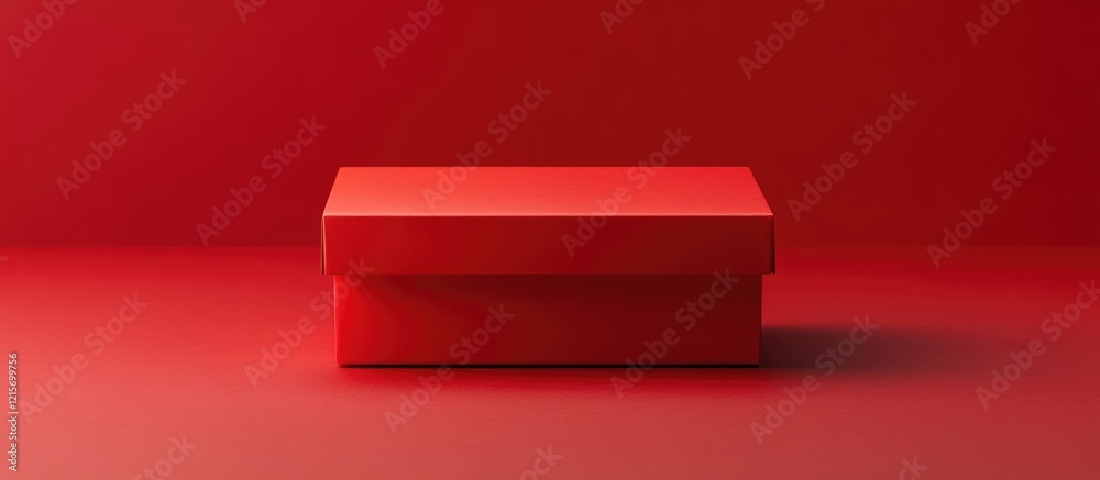 Poster red rectangular box on a solid red background with copy space for text or design elements