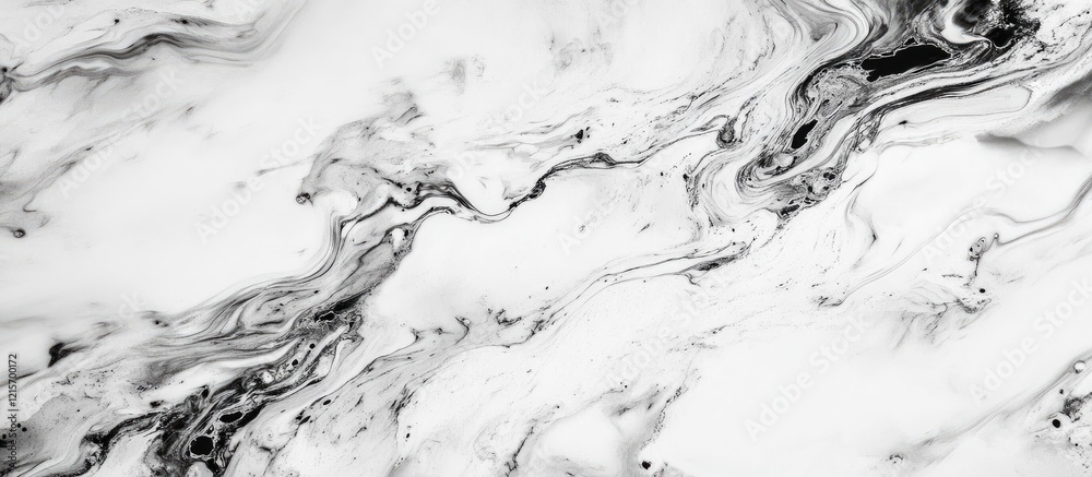 Poster black and white abstract marble texture with fluid patterns and copy space for text placement