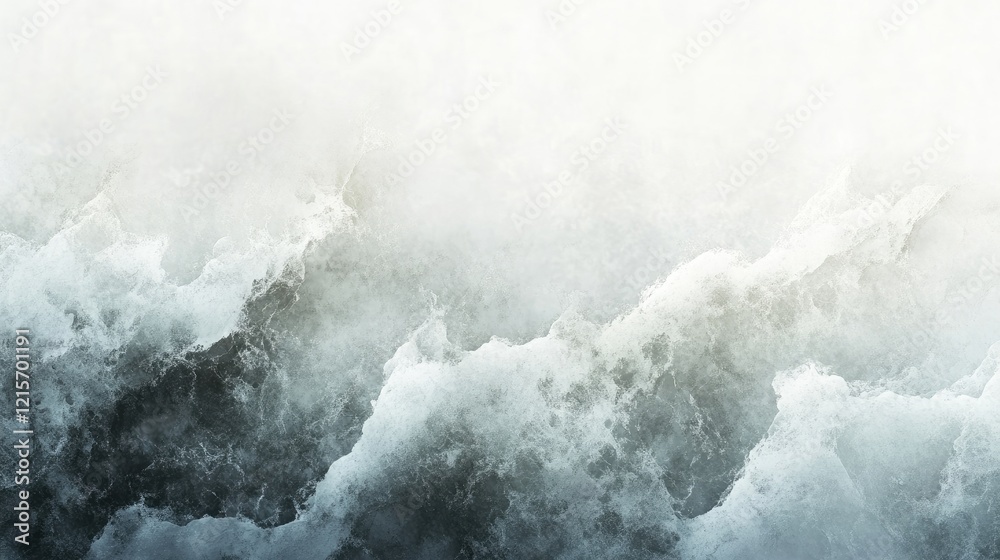 Poster textured ocean waves with misty atmosphere and soft light creating a tranquil background copy space