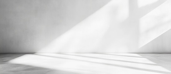 Abstract white wall interior with natural light shadows and soft reflections on the floor Copy Space