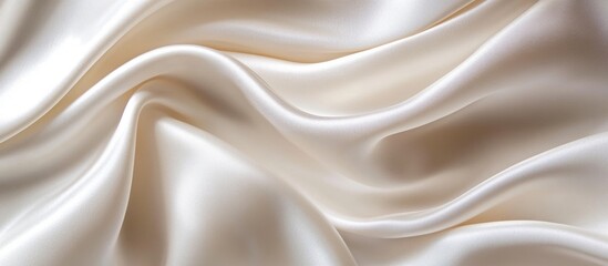 Obraz premium Silky beige fabric texture with smooth waves and folds suitable for background or textile design Copy Space