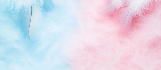 Blue and pink fluffy fabric background with soft textures and gradients ideal for creative projects Copy Space