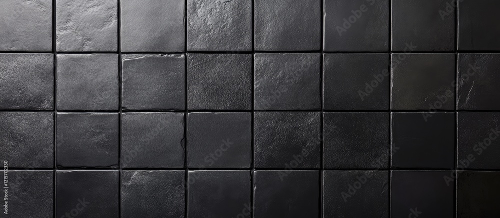 Poster black slate tiles arranged in a grid pattern with uniform spacing and texture ideal for use as a bac