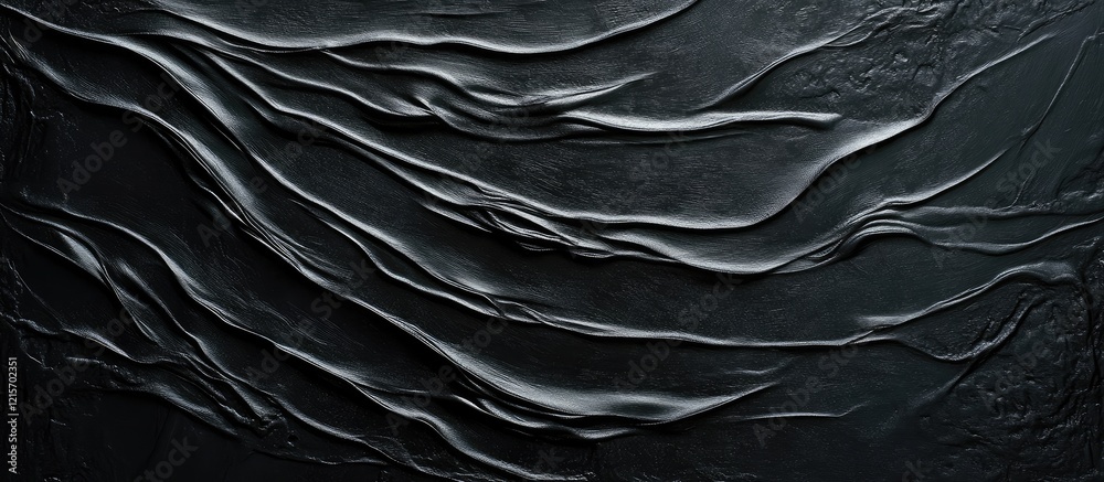 Poster black textured background with flowing lines and grooves creating an abstract pattern copy space