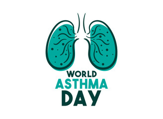 World Asthma Day. Held on the first Tuesday in May. Lungs icon. Line. Doodle. Abstract. Poster, banner, card, background.