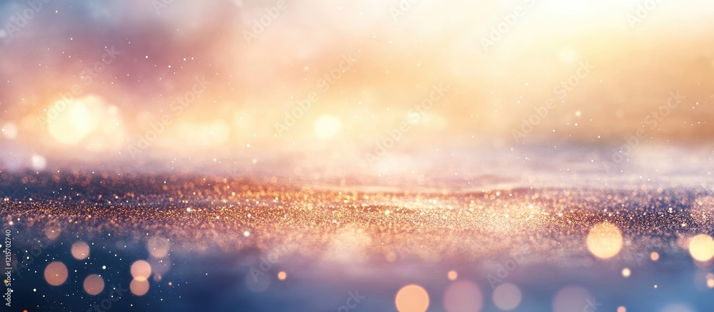 Poster abstract blurred landscape with soft light bokeh effect and copy space for text in warm color tones.
