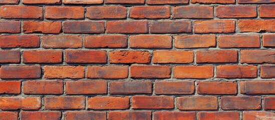 Obraz premium Red brick wall texture background with irregular pattern and visible mortar joints Copy Space