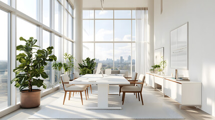 Fototapeta premium Stylish, modern kitchen with clean lines, wooden finishes, and sleek appliances.