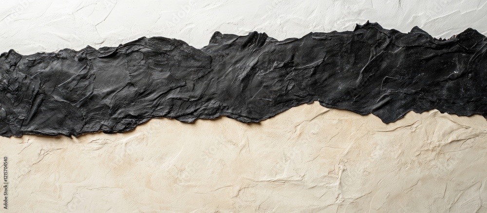 Poster textured abstract background with layers of black and cream paper creating a modern artistic pattern