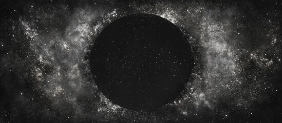 Black Circular Space Background with Stars and Copy Space for Text