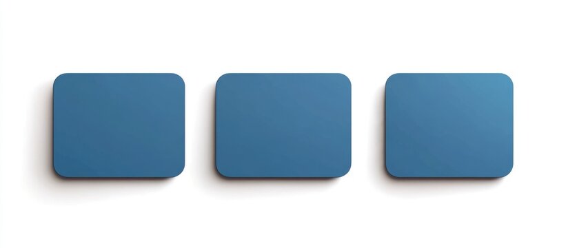 Three blue rectangular buttons on a white background with ample Copy Space for text placement.