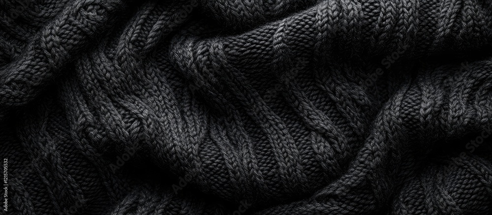 Poster dark knitted texture background with intricate patterns and copy space for text placement