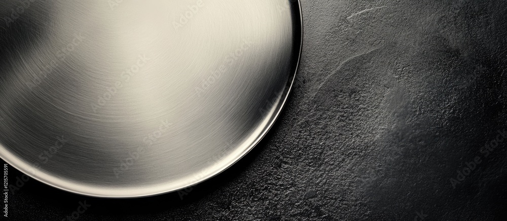 Aufkleber abstract close-up of a metallic circular object on a textured dark background with minimalistic desi