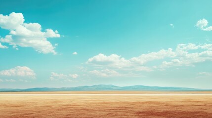 Obraz premium Expansive airstrip landscape with clear skies and vast empty space ideal for text placement and creative design applications
