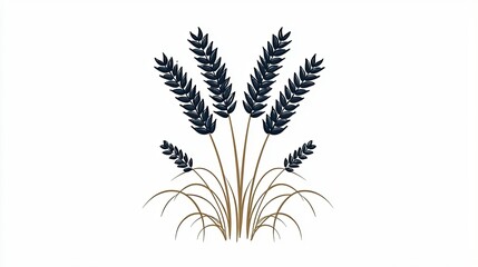Naklejka premium Dark Blue Wheat Stalks Against White Background