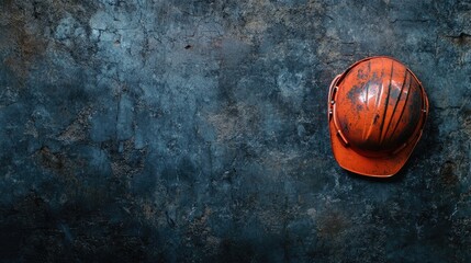Construction Safety Hard Hat on Textured Background with Space for Copy Ideal for Worker Safety Promotion or Construction Industry Graphics