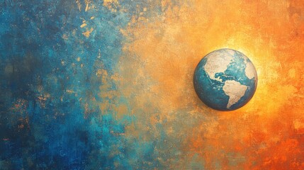 Artistic Earth in Blue and Orange with Sunset Under Clear Sky Showcasing Vibrant Colors and Atmospheric Charm in a Unique Canvas Design