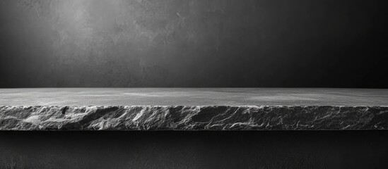 Black and white stone texture background with clean horizontal surface and copy space for product placement or text insertion