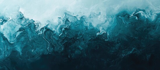 Abstract ocean waves in teal and blue colors with dynamic textures and patterns, suitable for background use, Copy Space available