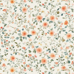 A timeless seamless floral pattern with soft pink roses and delicate green leaves on a neutral background. Perfect for elegant wallpapers, fabric prints, and feminine designs.
