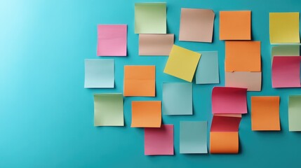 Agile project management with colorful sticky notes on a bright background for collaboration and brainstorming in startups and teams