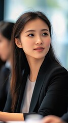 Obraz premium Portrait of a Young Asian Businesswoman in a Meeting