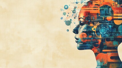 AI Chatbot Concept for Knowledge Sharing in Professional Environments with Copyspace for Text Integration and Design Elements