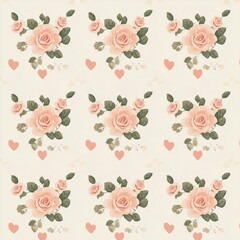A watercolor-inspired seamless floral pattern with soft pink roses on a neutral background. Ideal for elegant event decor, textile products, and feminine art projects.
