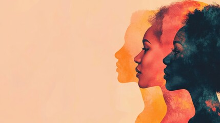 Diverse African American Women Together in Unity with Space for Text Highlighting Strength and Solidarity