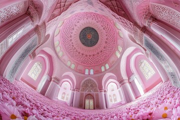 Pink Mosque Flowers Stunning Dome Interior Photography