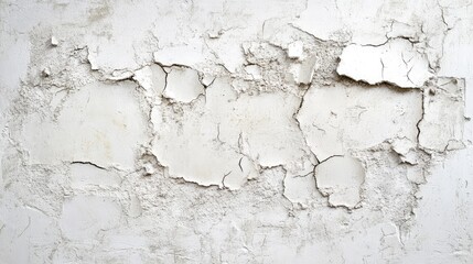 Vintage White Concrete Wall Texture with Cracks and Peeling Paint for Website Banner Background in Minimalist Style