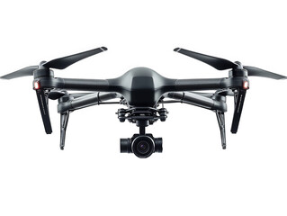 sleek. modern drone with four rotors and a camera positioned at the front. designed for aerial photography and videography its design emphasizes functionality and advanced technology. making it suitab