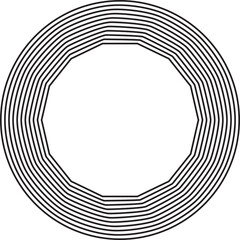 Circle line blend to polygon. Modern futuristic design element
