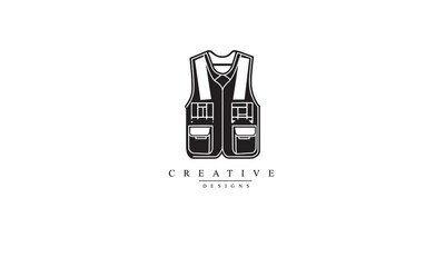 Working vest line black icon white background