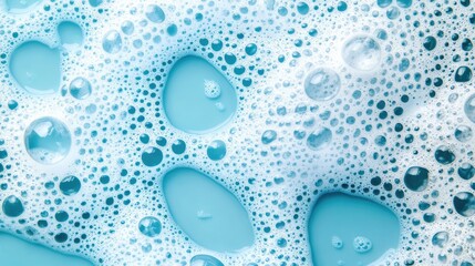 Close-up of white soap bubbles on a vibrant blue background creating a visually refreshing and clean aesthetic for various projects.