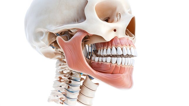 Human Skull Jaw Muscles and Cervical Spine Anatomy