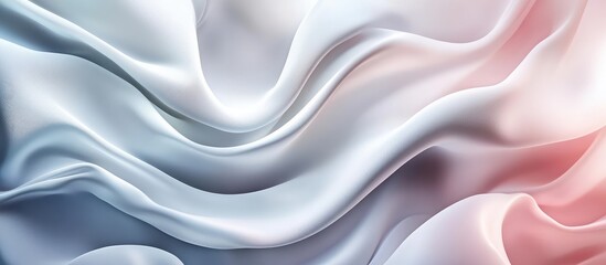 Obraz premium Elegant white satin silk fabric with soft curvy waves and gentle pastel colors creating a serene background with ample empty space for text.