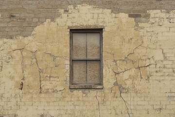 Distressed Brick Wall with Old Window Texture Photo